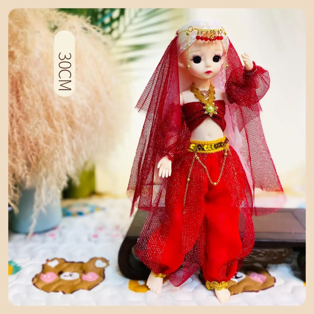 30cm Ancient Chinese Doll Clothes Set Chinese Drama Characters Female Dolls With Headwear Accessories DIY Dress Up Toys For Girl