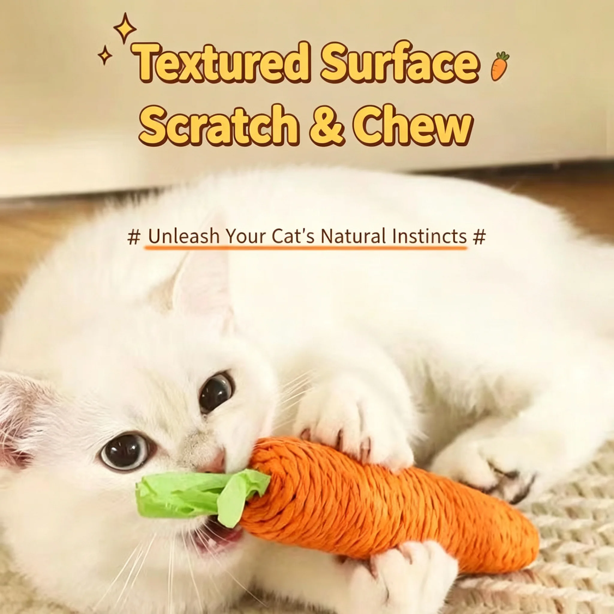 Cat Toy Carrot Sound Pet Products Bite Resistant Paper Rope Scratcher Clean Teeth Interactive Play Cat Carrot Chew Toy for Cat
