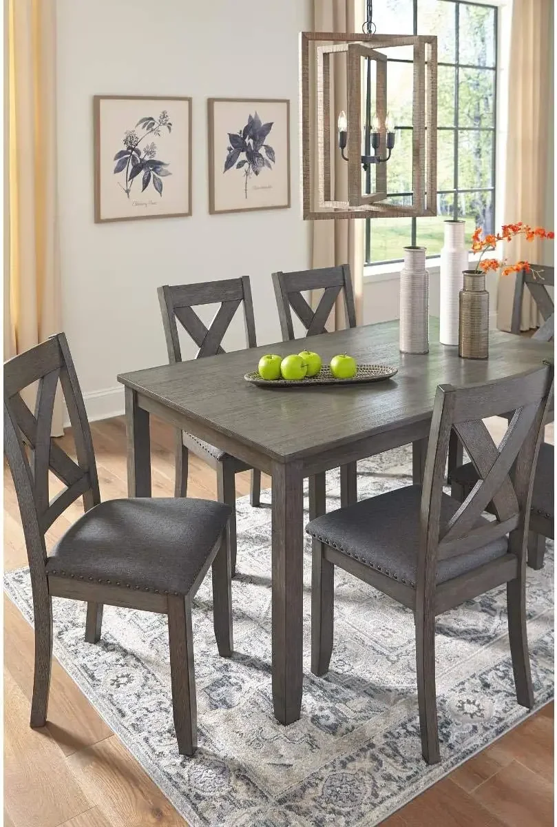 Signature Design by Ashley Jayemyer 7 Piece Dining Room Set, Includes Table and 6 Chairs, Dark Gray