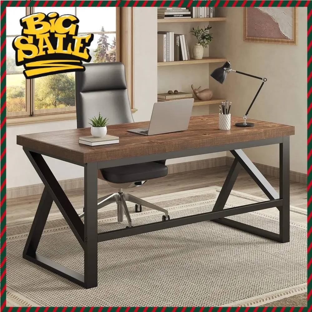 

Бестселлер: Компьютерный стол Rustic 55 из дерева для домашнего офиса, учебы или игр, натуральное дерево и металлический каркас, коричневый