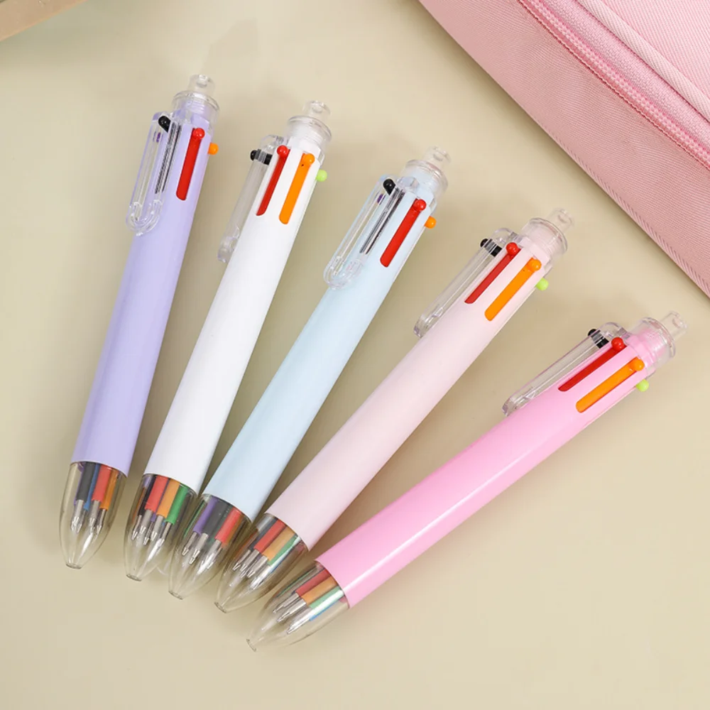 6-color Ballpoint Pen Student Writing Tools Multi-color Press Ballpoint Pen School Office Supplies