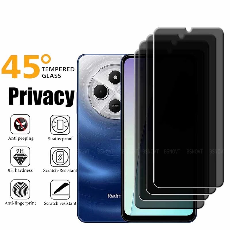 4/3/2/1Pcs For Redmi 14C Glass Xiaomi Redmi 14C Tempered Glass 9H HD Protective Privacy Anti-Spy Glue Screen Protector Redmi 14C