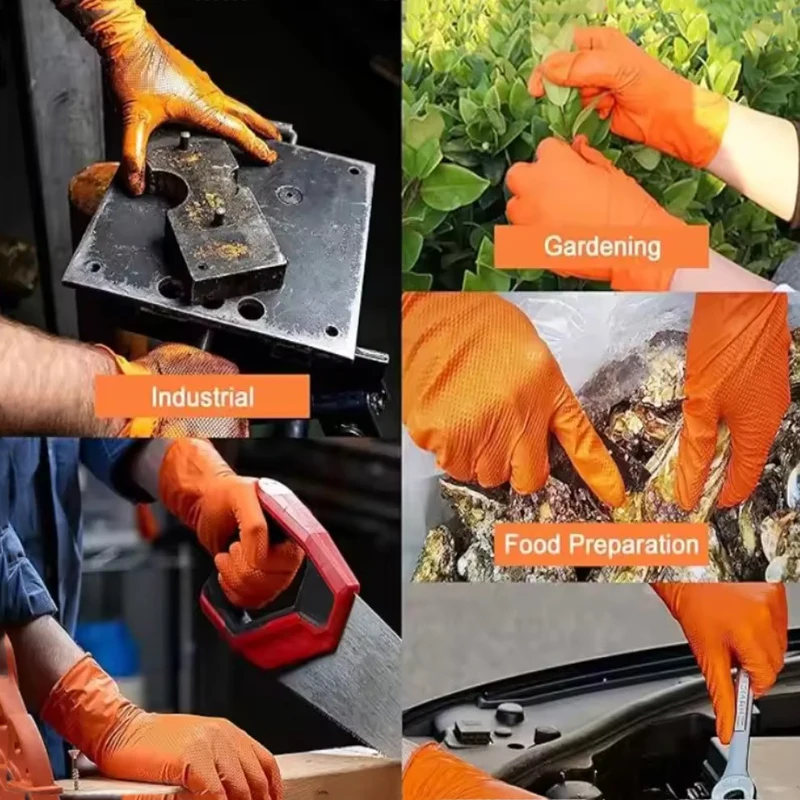 10/50/100/200/400PCS 8mil disposable heavy-duty pure nitrile gloves, suitable for washing cars, repairs, and cleaning tattoos