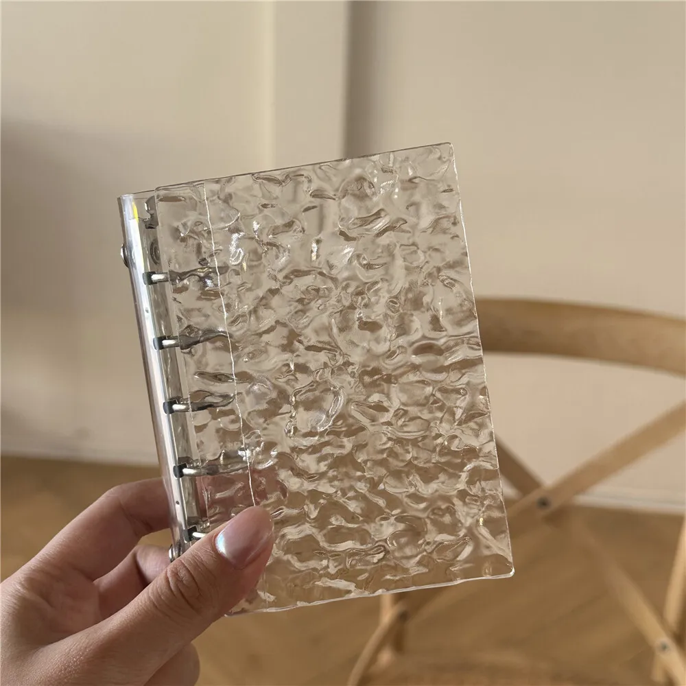 Same Water Ripple Transparent Acrylic M5 Loose Leaf Notebook, 3-Inch Star Chasing Small Card Storage Book, Ins