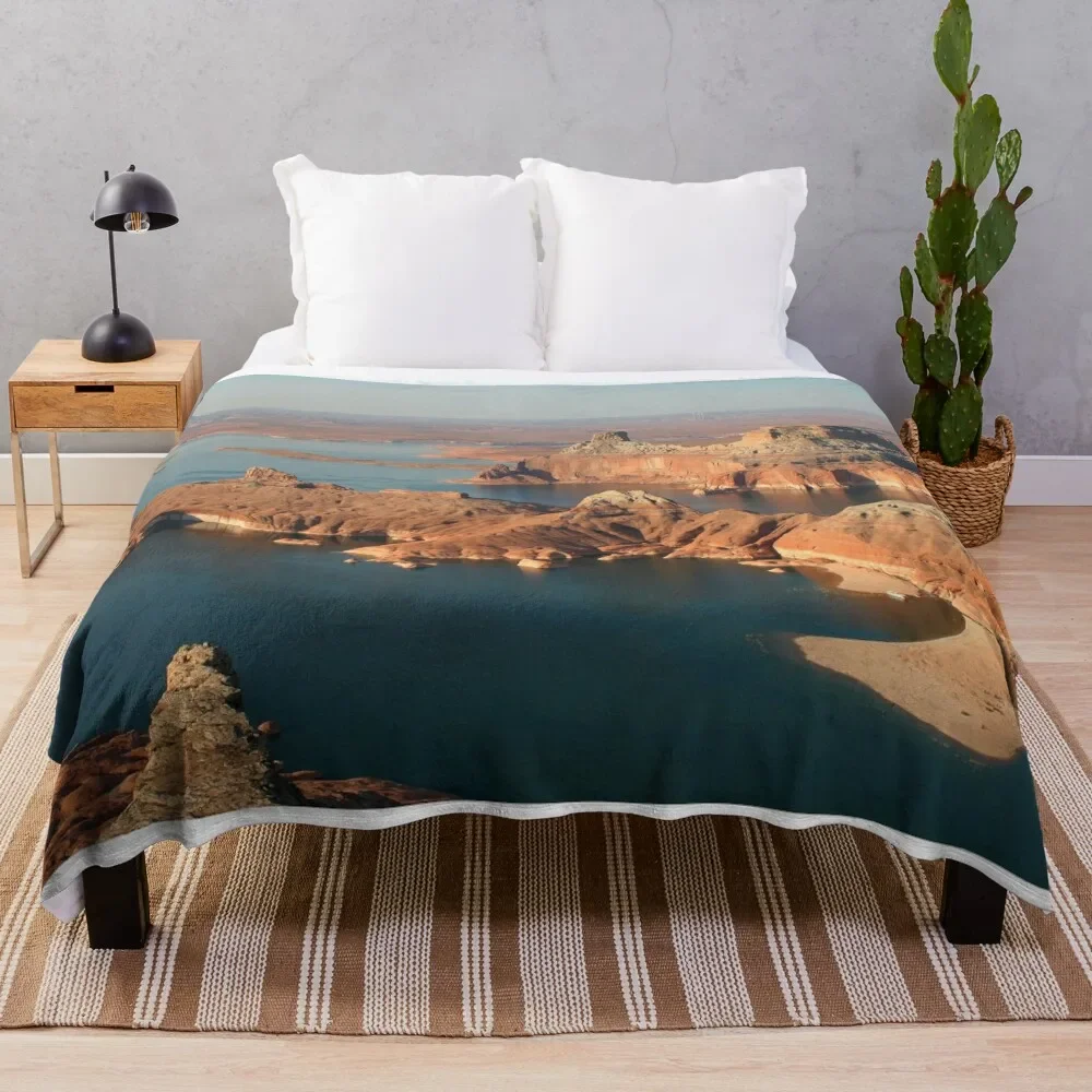 Lake Powell, Glen Canyon, early morning Throw Blanket Color Fast Cozy Throw Blanket