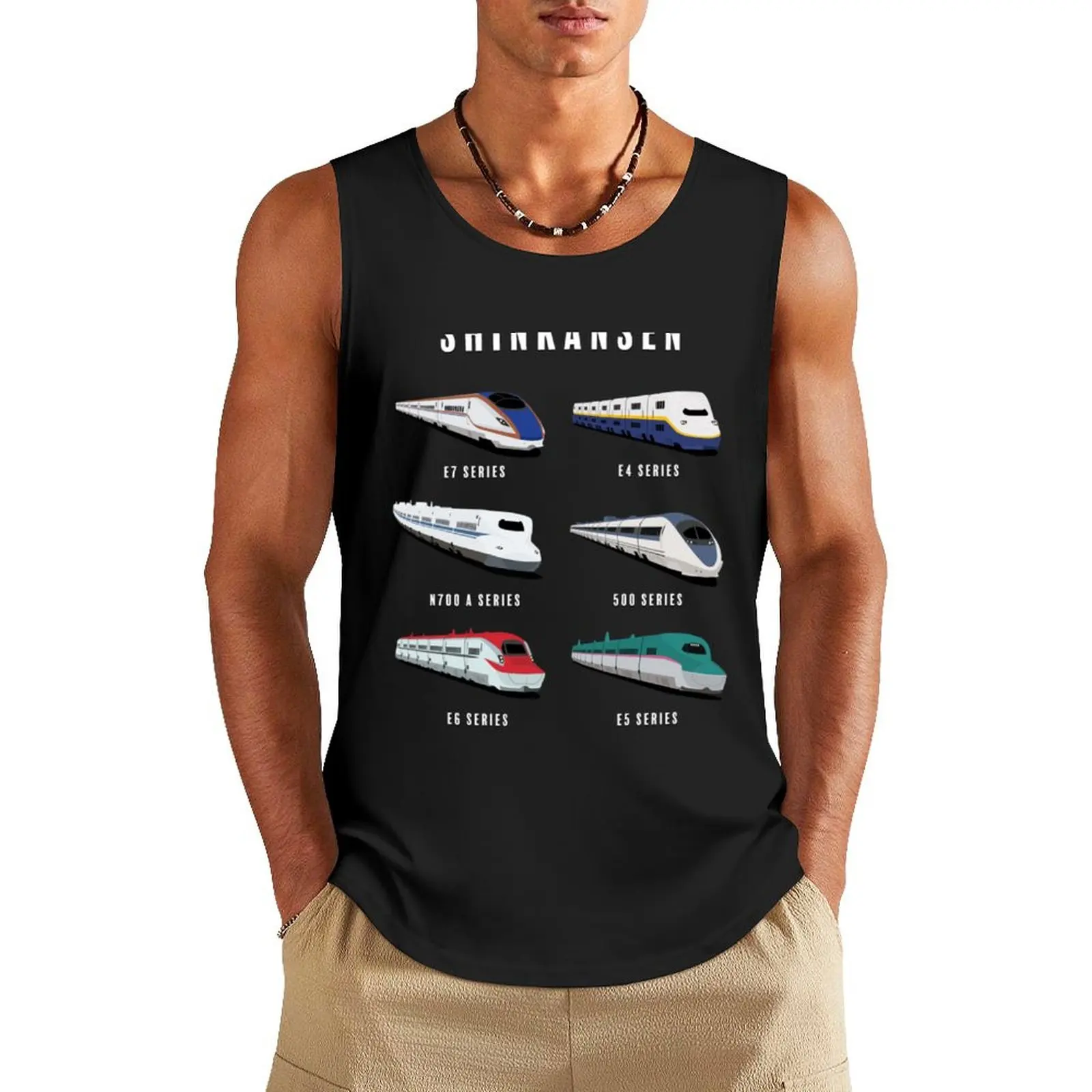 Japanese Shinkansen Bullet Trains Artwork Tank Top vests for men Men's summer clothes gym t-shirts