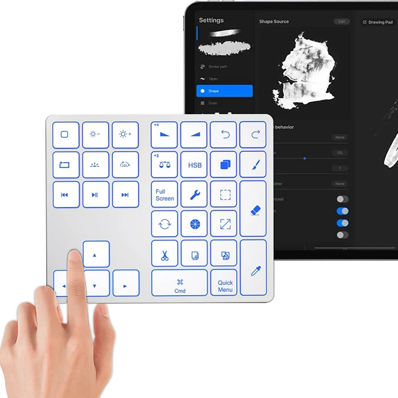 Imagem -05 - Teclado Bluetooth com Backlit Procreate Teclado Recarregável Atalhos de Desenho para Ipad Tablets Gráficos Number Pad Fácil de Instalar