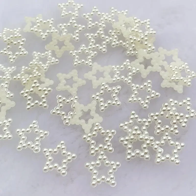 100pcs 12mm Star Ivory imitation Pearl Flatbacks Embellishments DIY Phone Nail Decorations Scrapbooking Crafts Cardmaking -D57