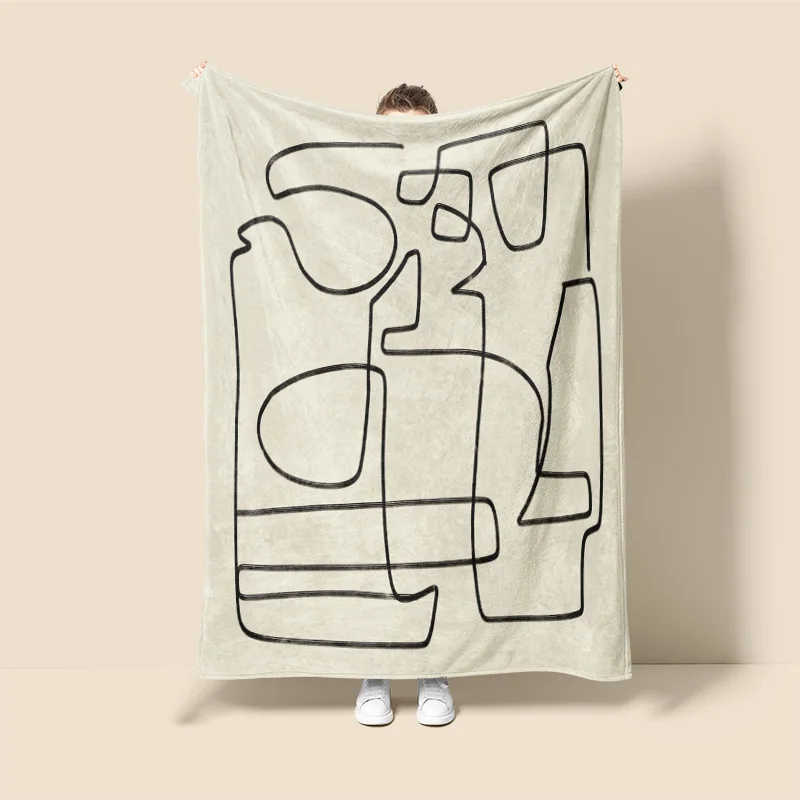 Morandi Color Blanket Abstract Botanical Graffiti Design Scandinavian Minimalist Sofa Blanket Cafe Home Dual Purpose