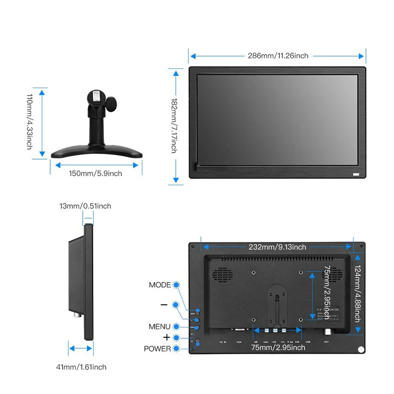 Imagem -02 - Monitor de Segurança hd Hdmi 12 Ips 720x1080