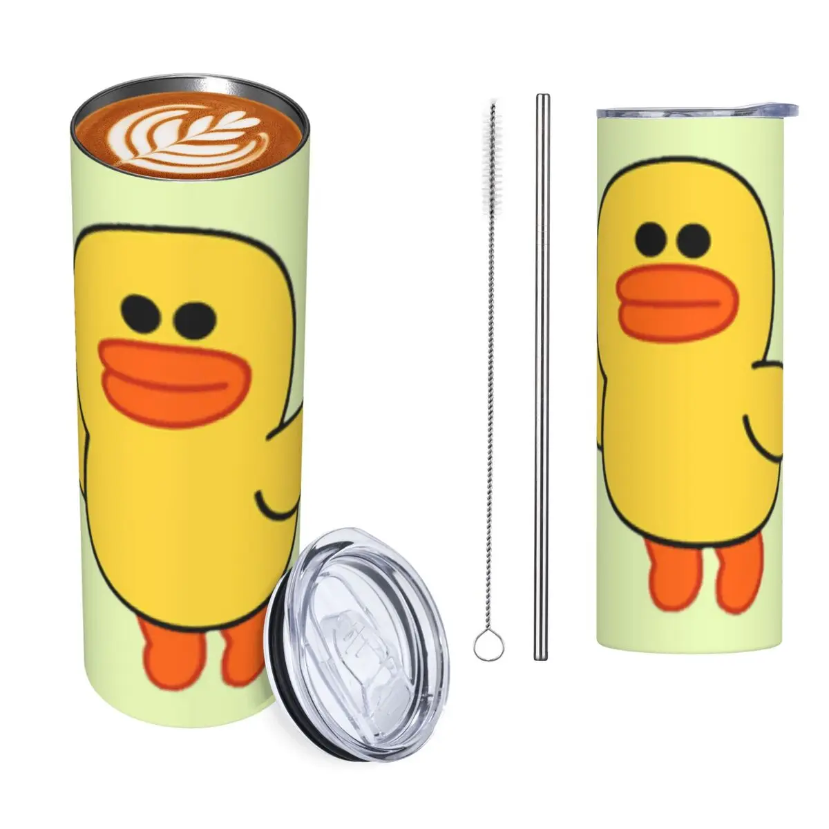 Sally Yellow Chick Line Friends Stainless Steel Tumbler Vacuum Insulated Mug Thermal Cold Bottle Straws With Lid 20oz
