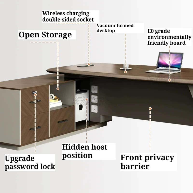 Workstations Computer Office Desk Executive Modern Luxury Room Side Cabinet Home Bedroom Large L Shaped Manager Office Furniture