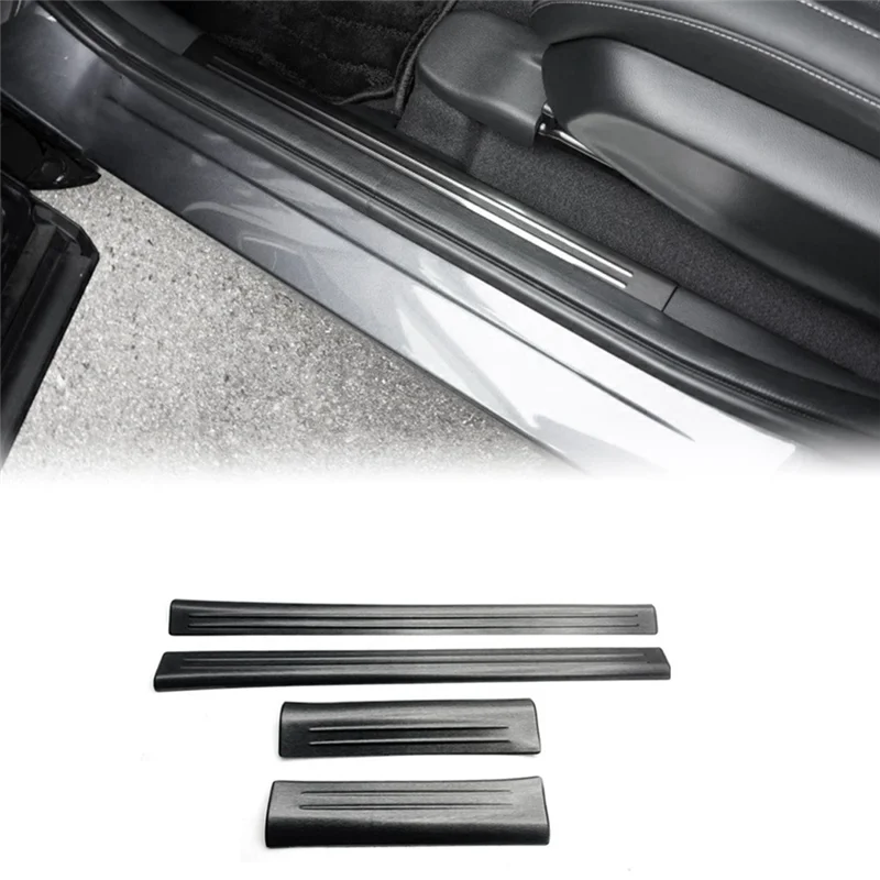 4Pcs Front Rear Inner Door Sill Pedal Trim Cover for Honda Vezel HR-V HRV 2021-2023 Scuff Plate Stainless Steel Black