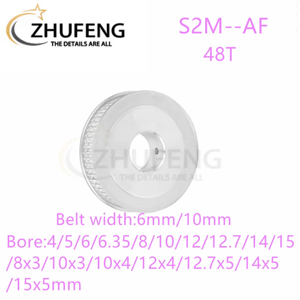 S2M AFTiming Pulley48T ToothTeethBore4/5/6/6.35/8/10/12/12.7/14/15/8x3-15x5mm Synchronous Wheels Width6/10/mmBelt 3DPrinterParts