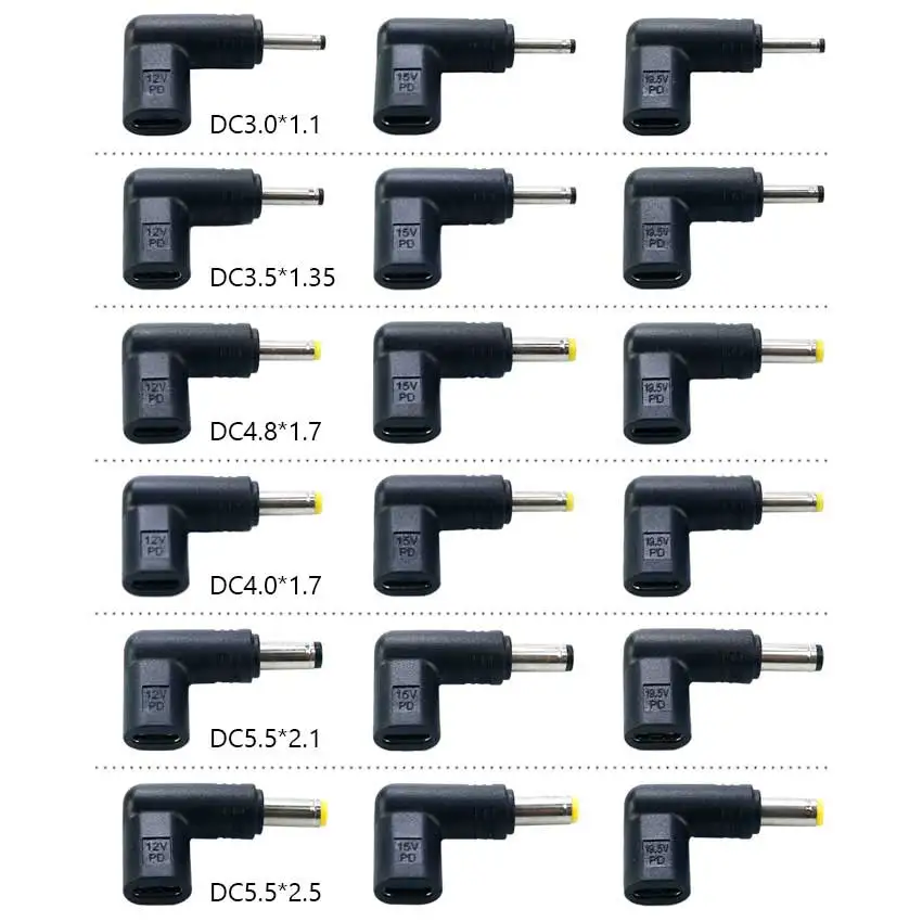 USB C PD to DC Power Connector Universal 12V 15V 19.5V Type C to DC Jack Plug Charging Adapter Converter for Tablet Router