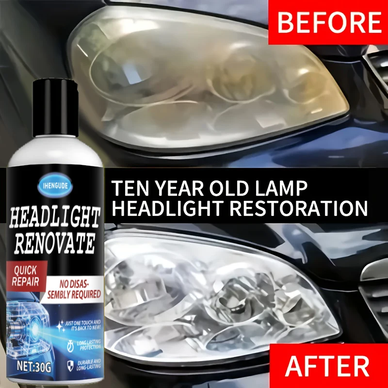Headlight Restoration Kit - Ceramic Coating for Long-Lasting Protection, Removes Yellowing and Fogging, Restores Headlight Brightness and Shine, Quickly Repairs Blur, Oxidation, and Scratches, Improves Visibility and Safety While Driving