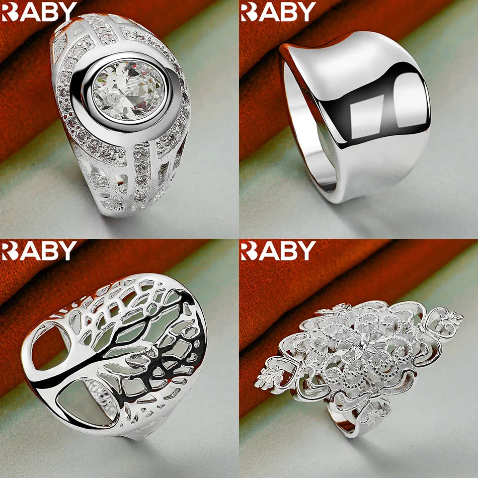 

URBABY 925 Sterling Silver Size 6-10 Geometric Ring For Women Men Fashion Jewelry Charm Grace Wedding Engagement Accessories