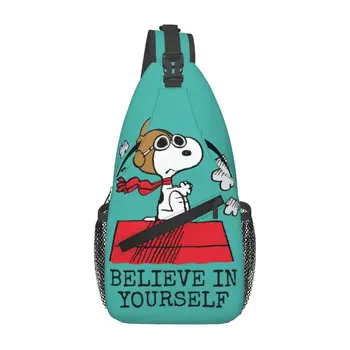 Niestandardowy plecak na ramię Snoopys Dog Cartoon Sling dla mężczyzn i kobiet Wodoodporny plecak podróżny z nadrukiem na ramię