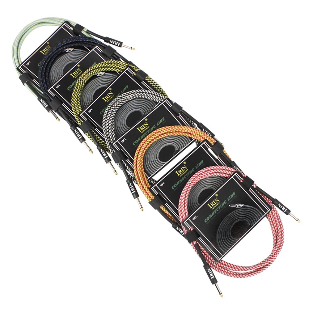IRIN 3M Guitar Cable Colorful Stringed Instrument Accessories No Noise Audio Braided Wire Cord Metal Plug Electric Guitar Bass