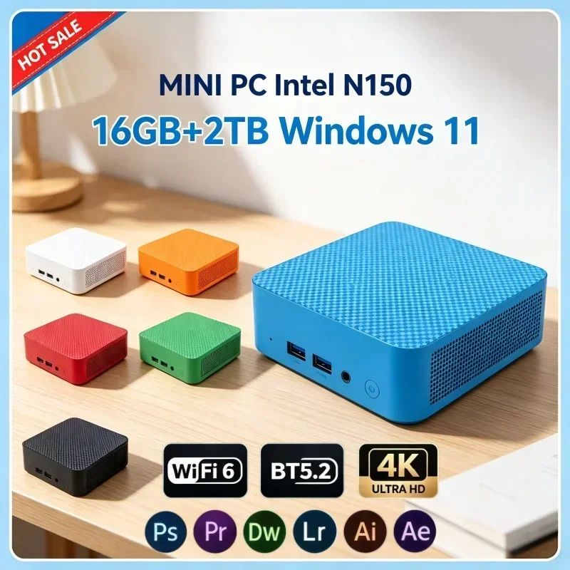 Intel N150 Mini PC 2026 Version Windows 11 Desktop PC 16GB RAM 1TB 2TB SSD WiFi6 Portable Gaming Office Small Computer