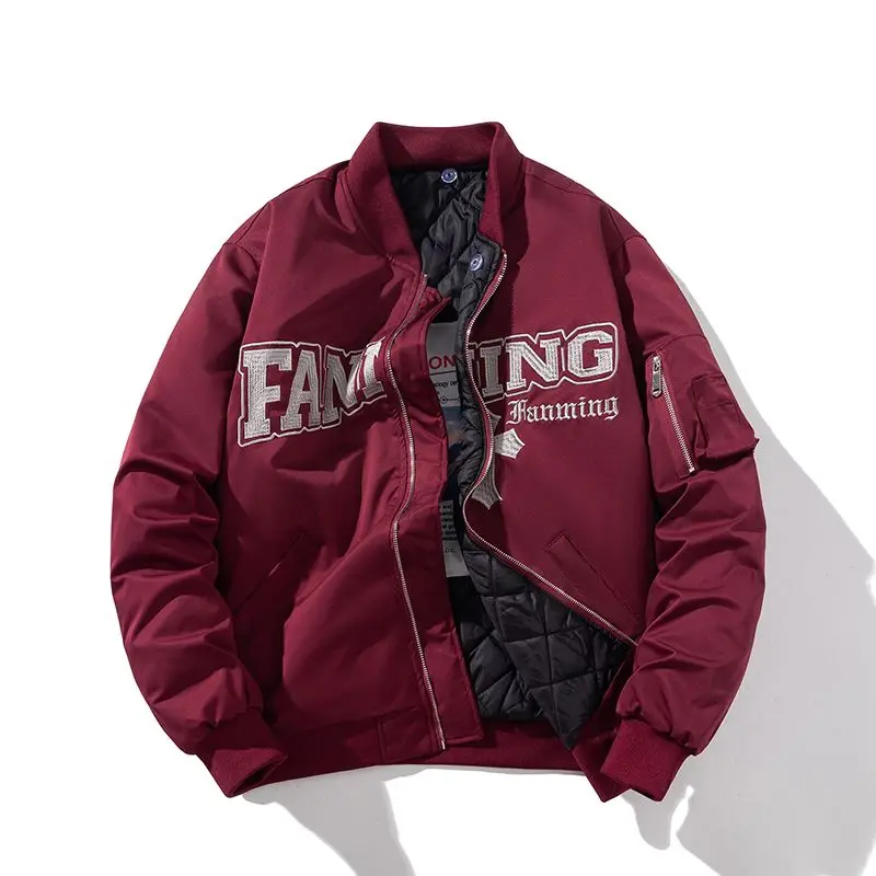 

Thiened, свободная женская бейсбольная куртка с вышивкой, верхняя одежда, куртка-пилот, универсальная хлопковая одежда для мужчин и женщин, пар