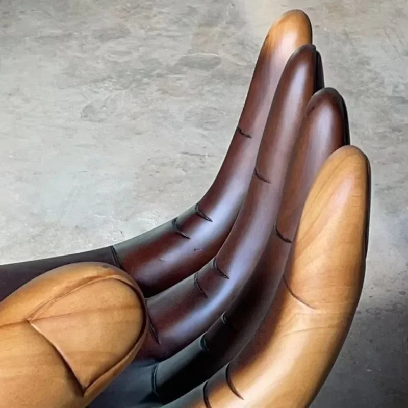 Modern hand-shaped accent chair, home decoration seat solid wood carving flower chair, home hotel living room decoration