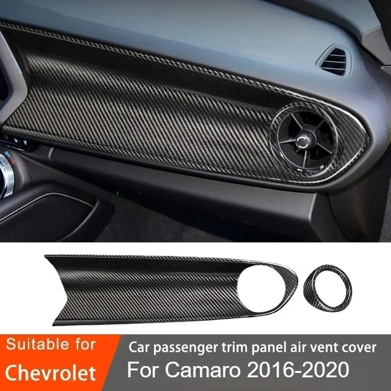 

For Chevrolet Camaro Real Dry Carbon Fiber 2016 -2023 Passenger Center Control Decorative Air Vents Set Modification Accessories