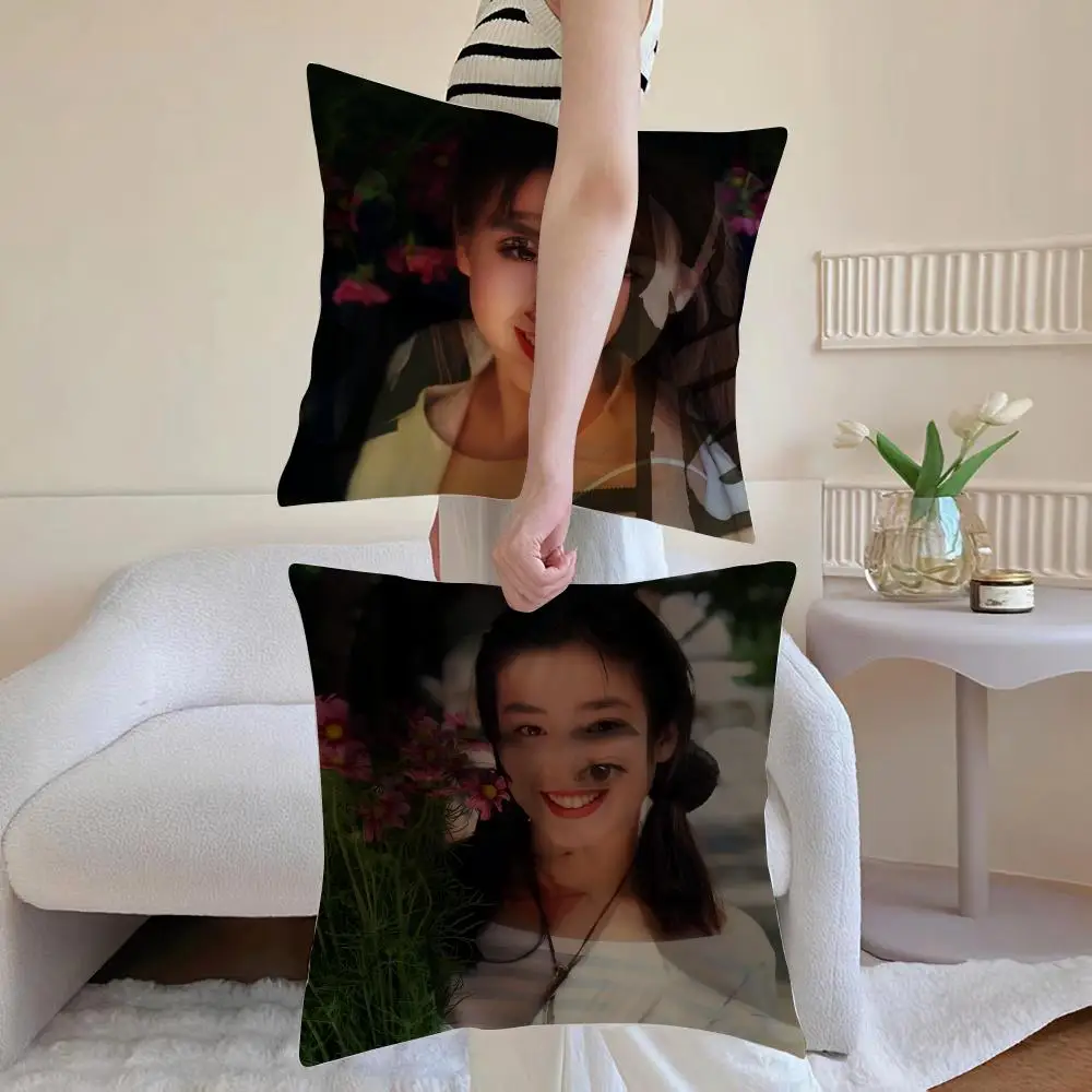 Rie Miyazawa Actor Cushion Cover Anti-dustmite Pillowcase Invisible zipper silky short plush Sofa cushion cover