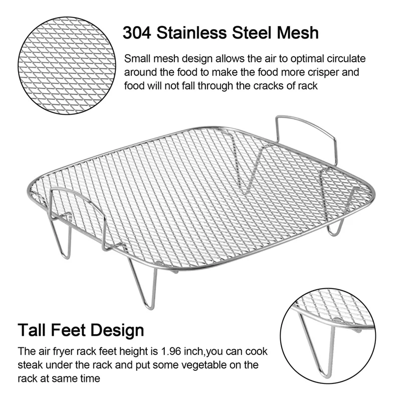 

ASWUT-8 To 12QT Air Fryer Stainless Steel Accessories, 9.37 Inch Hold, Layer Dehydrator Rack Toast Rack