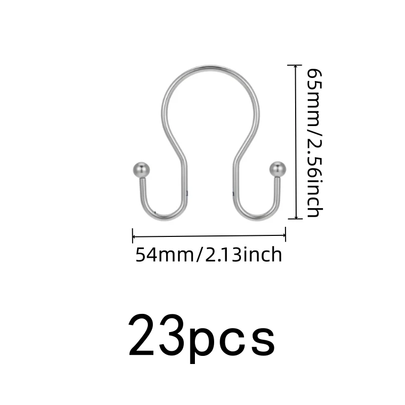 Silver Double Ear Shower Curtain Rings 23 pcs, Smooth Glide, for Hanging Shower Curtains, Easy to Install