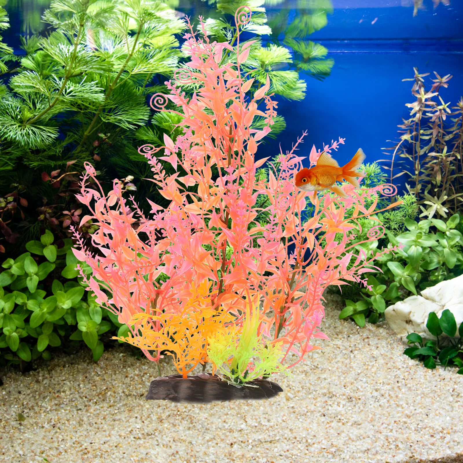 

2pcs Realistic Aquarium Plants Plastic Fish Tank Decorations Artificial Plants For Freshwater Tanks Aquatic Turtle Tank Decor