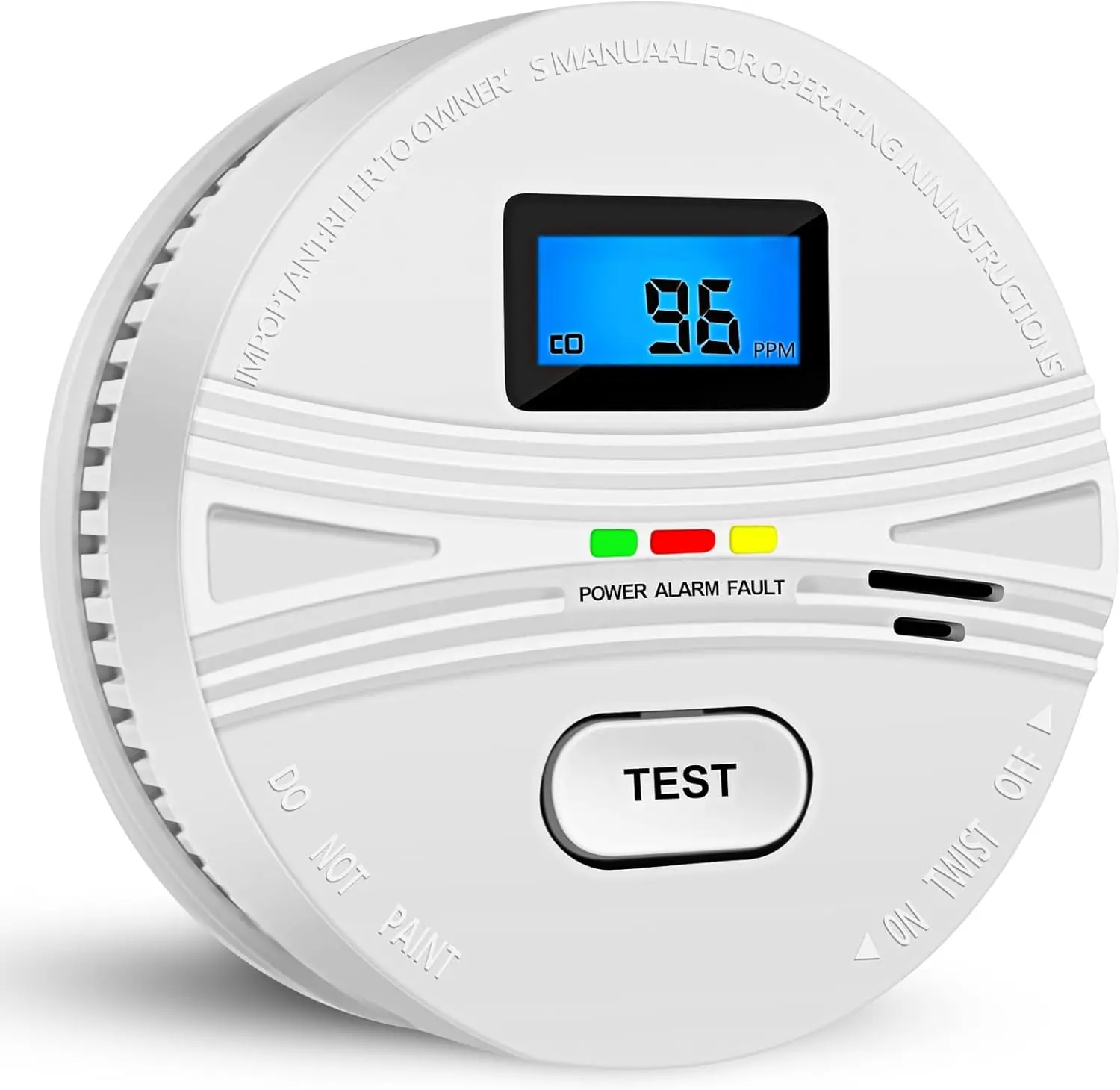 Combo Detector inteligente de humo y monóxido de carbono 2 en 1, alarma con botón de prueba y pantalla Digital para el hogar, garaje, cocina, baño