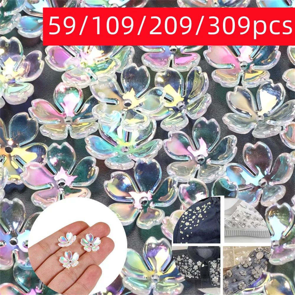 15mm transparent white flower acrylic beads, DIY loose beads, accessories, pendants, decorative beads, holiday gifts