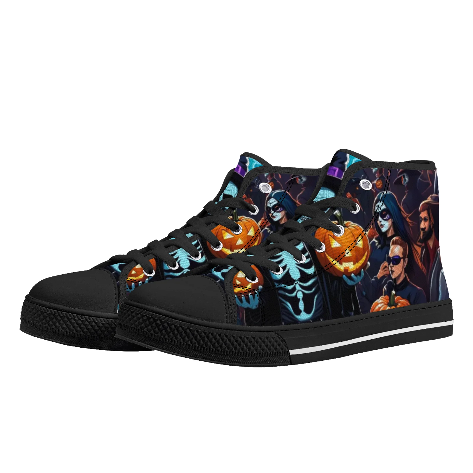 

Customizable Halloween-themed vulcanized shoes classic high-top canvas shoes casual sneakers and denim shoes