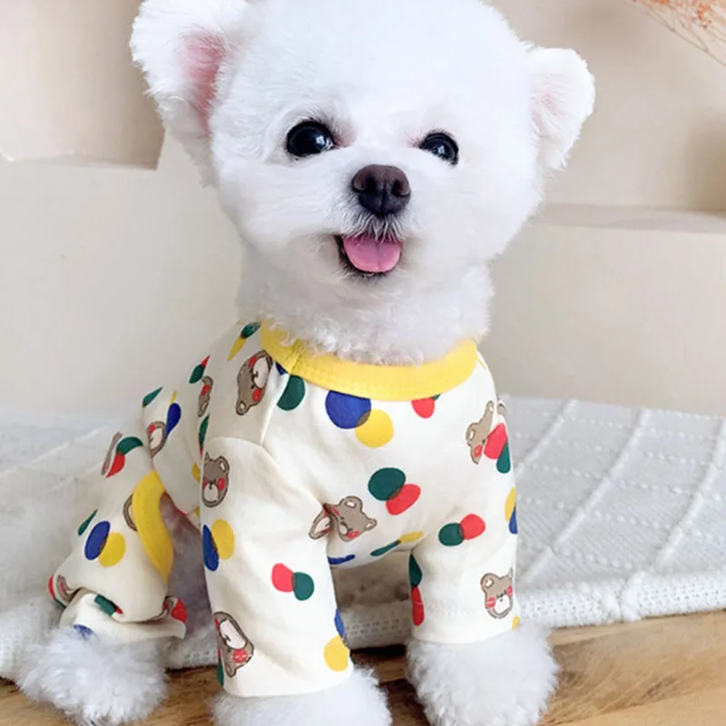 Colour Ball Bear Four-legged Pet Clothes Autumn Puppy Warm Clothing Pet Supplies Teddy Housewear Wholesale S-2XL