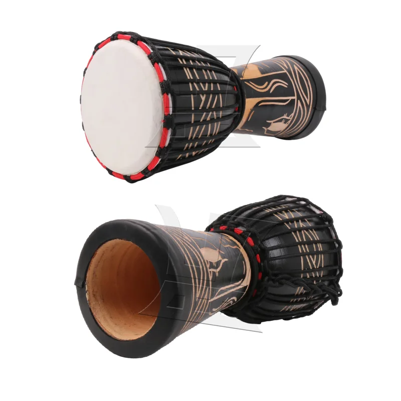 

Yibuy Black Elephant Pattern Djembe Drum Percussion Instrument for Beginner 8"