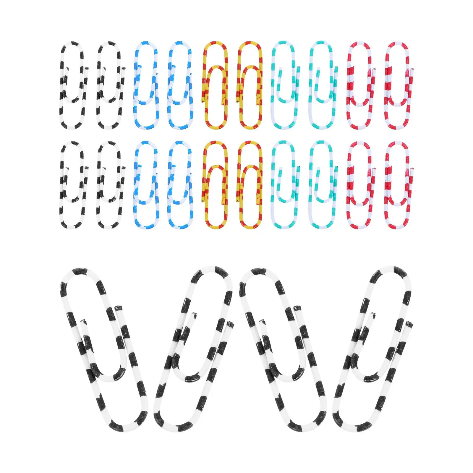 

100pcs Zebra Pattern Paper Clips Assorted Colors Steel Compact Office Study Document Binder Stationery