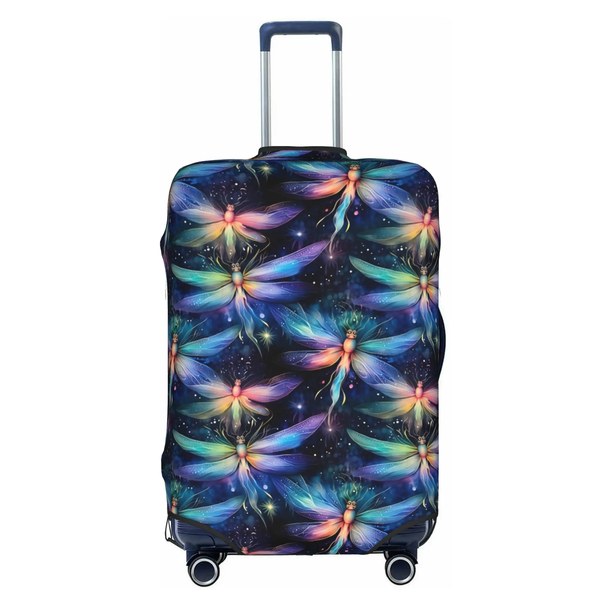 Rainbow Glowing Fireflies Dragonfly  Suitcase Cover Dust Proof Colorful Magical Fantasy  Luggage Covers Protector for 18-32 inch