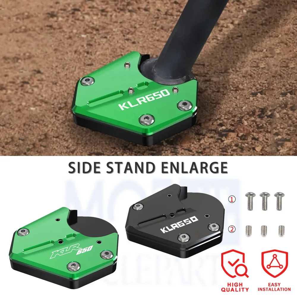 

2024 New Motrocycle Accessories Kickstand Side Stand Enlarge For Kawasaki KLR650 2008 2009 2010 2011 2012 2013 2014 2015-2024