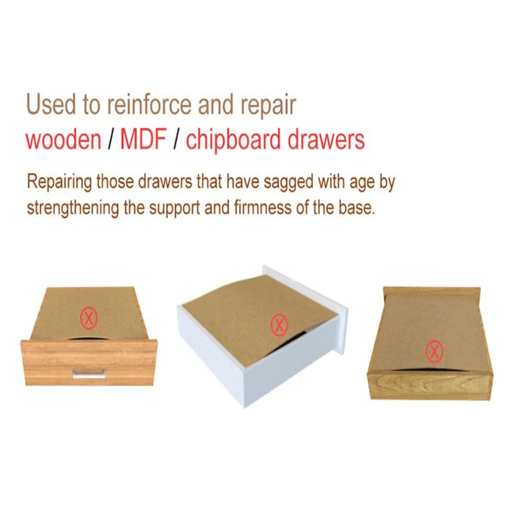 طقم تصليح الأدراج القابل للتعديل مع دعامات فولاذية للأدراج الخشبية وMDF يعزز قواعد الترهل يناسب الأدراج 14 24 بوصة