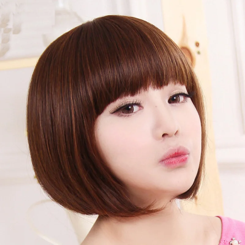Women's , stylish BOBO cut, realistic bob wig, short straight hair with side bangs, fashionable face-slimming hairpiece