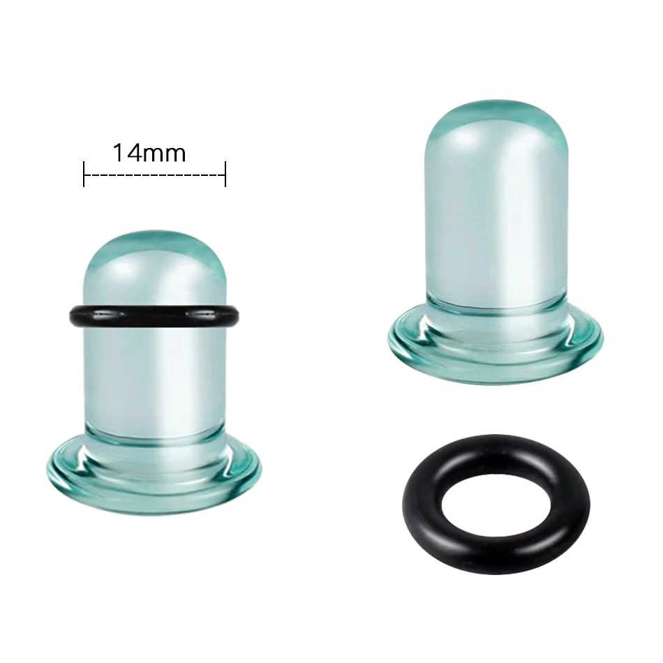 2pcs/lot Glass Ear Plug Taper Stercher Kit 1.6-16mm Ear Gauges with Rubber Rings Ear Flare Flesh Expander Piercings Body Jewelry