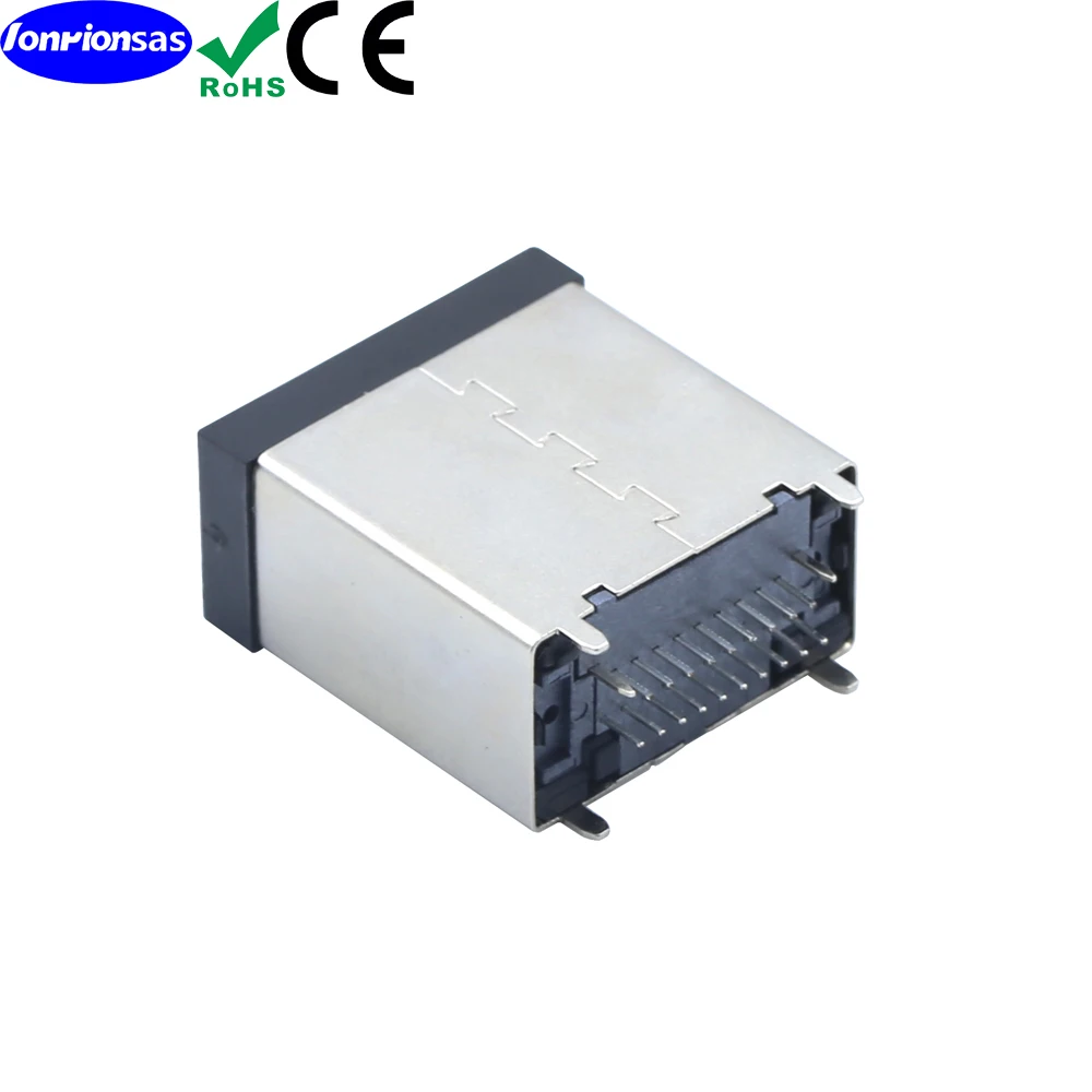 HDMI E type 19P female 180 degree plug-in board Dip type connectors