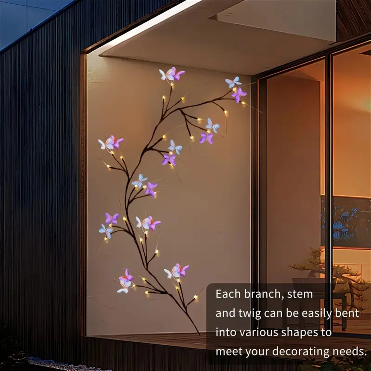 1pc Willow Vine Light With Butterfly Tree Branch Light 8 Modes 30led USB Operated Fairy Light For Home  Party Holiday Decoration