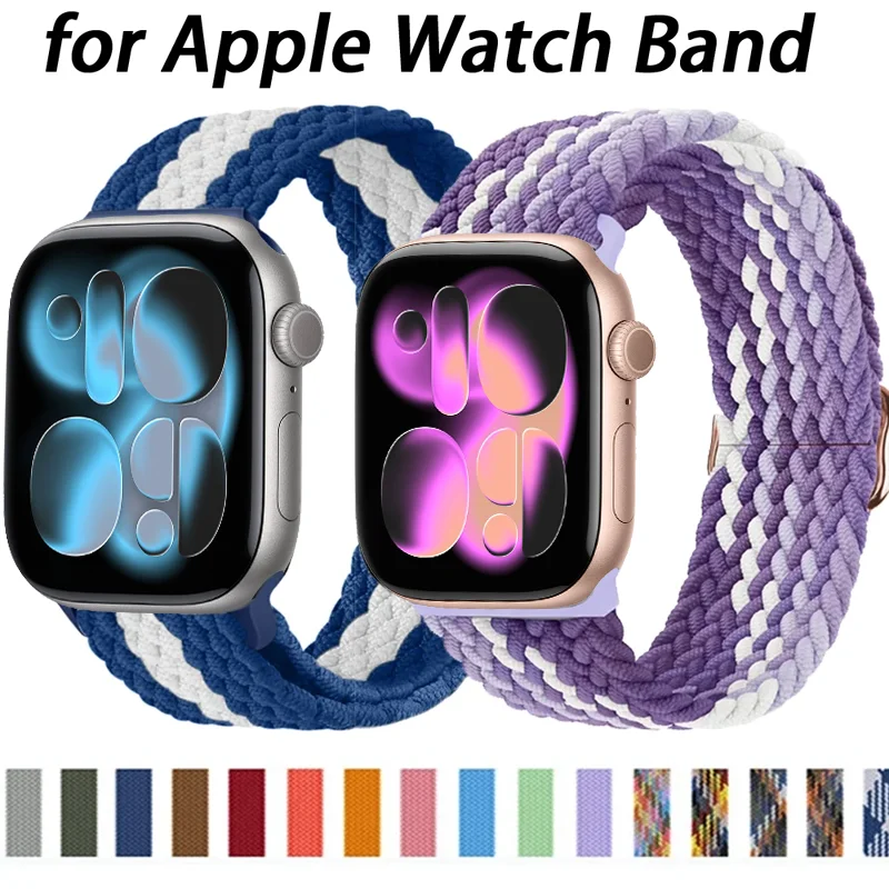 Nylon Geflochtenes Solo Loop Armband für Apple Watch 49mm 46mm 42mm 45mm 41mm 44mm 40mm Elastisches Band iWatch Ultra 3 11 10 9 8 7 6 5 4 SE