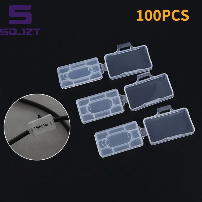 .Hot Sale-100pcs Cable Tie Label Tags Plastic Transparent Wire Marker Name Identification Holder Seal Case 2026 view 4