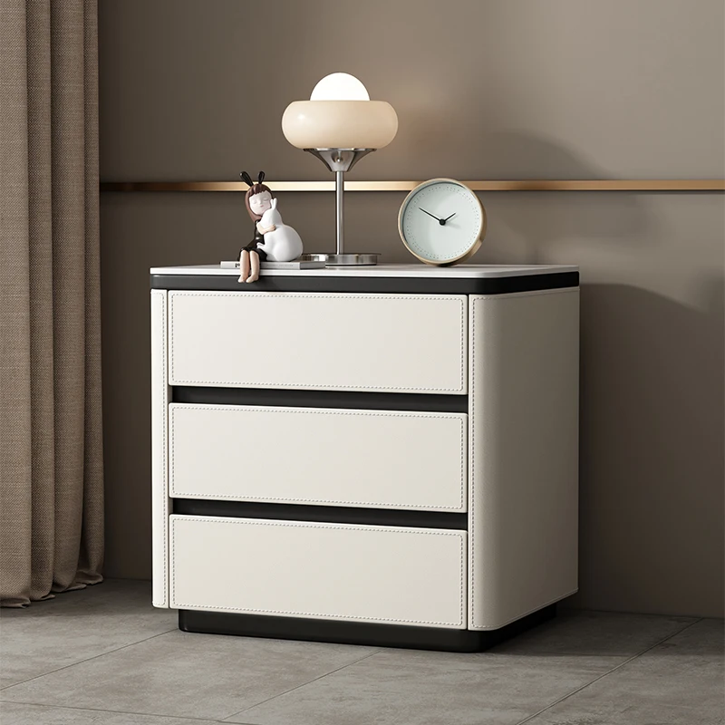 Elegant Simple Bedside Table Design With Drawers Luxury Modern Nightstands Italian Style Mesita De Noche Bedroom Furniture