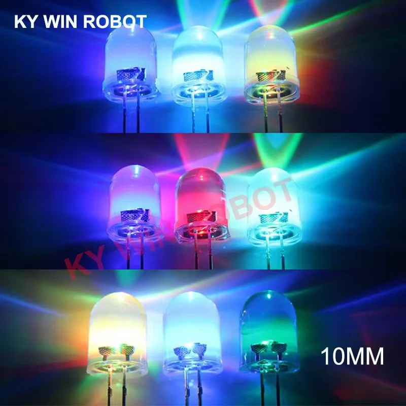 

10pcs/lot F10 10mm Fast/Slow RGB Flash Red Green Blue Rainbow Multi Color Light Emitting Diode Round LED Full Color DIY Kit