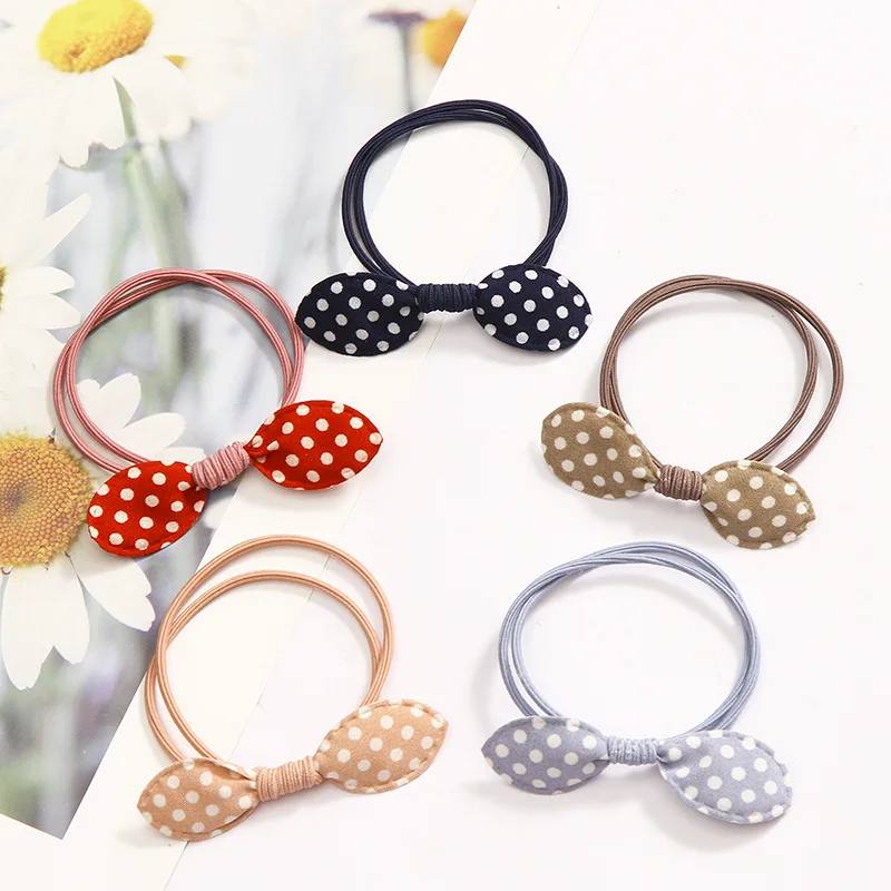 Girl s Hair Tie Cute Dot Print Bowknot Kid Toddler Girl Hair Band Ponytail Holder Hair Accessory