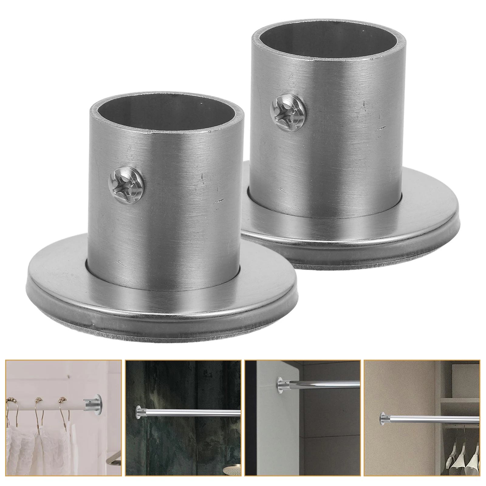 

4pcs Curtain Rod Bracket Thick Stainless Steel Bath Shower Curtain Pole Socket Closet Hardware Pole Socket Holder